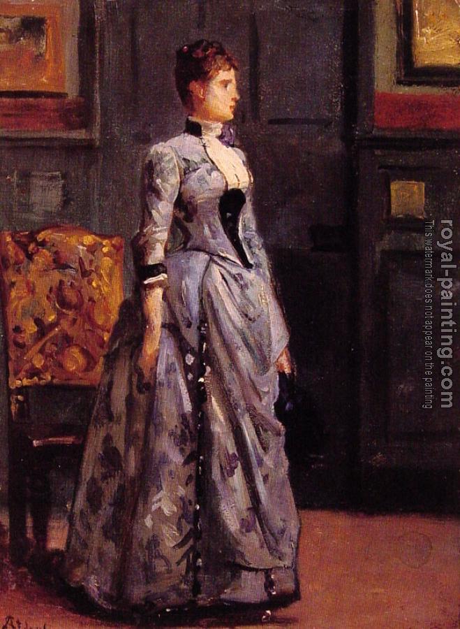 Alfred Stevens : Portrait of a Woman in Blue
